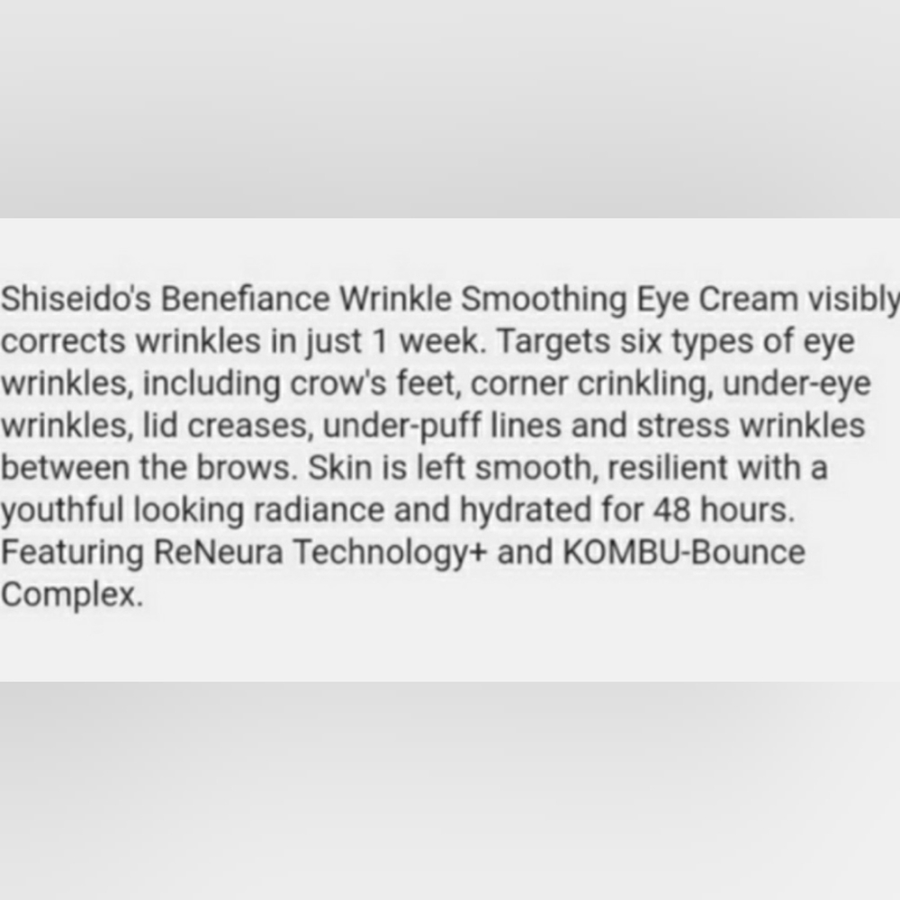 SHISEIDO BENEFIANCE SMOOTHING EYE CREAM - Picture 3 of 3